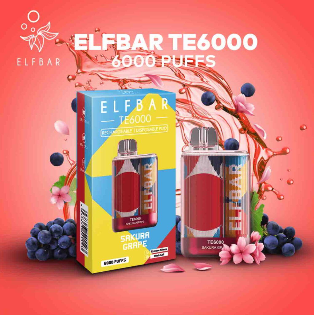 The ELFBAR TE6000 is a popular disposable vape that is hit-and-miss. Each unit delivers around 6000 puffs using a 550mAh battery and 10.3ml ELF BAR TE6000 DISPOSABLE POD -VANILLA ICE CREAM -STRAWBERRY JUICY PEACH -TARO YAM -CRANBERRY GRAPE -VANILLA CUSTARD -STRAWBERRY MANGO