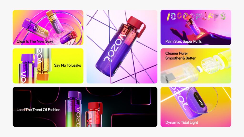 VOZOL Neon 10000 Disposable Vape features 10ml pre-filled vape juice, a 500mAh rechargeable battery, 5th-Gen ceramic coil and can offer about 10000 puffs