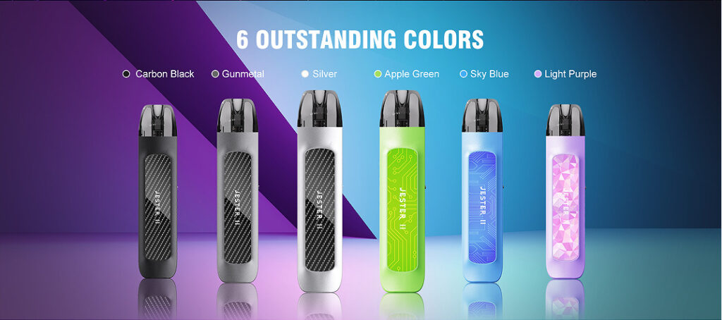 The dazzling design of Vapefly Jester II Pod makes you stand out in the crowd. It has 3ml e-liquid capacity and 4 cartridge options, powered by 1000mAh built-in