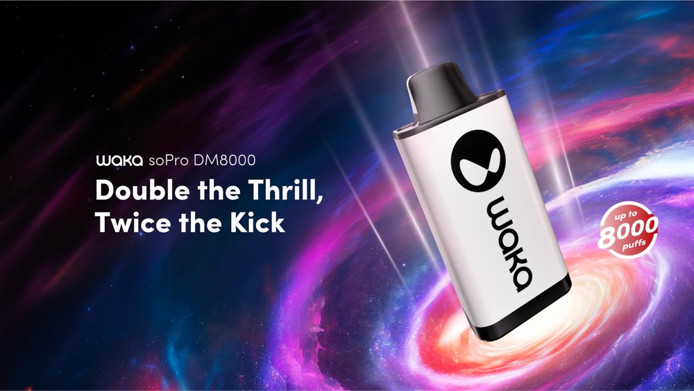 WAKA soPro DM8000i - the ultimate vaping experience! With its intelligent screen and DUALMESH™ technology, you'll enjoy up to 8000 puffs of pure